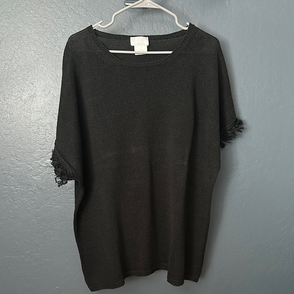 Marina Rinaldi Black Knit Poncho Sweater